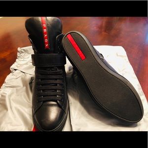 Authentic black high top Prada Sneakers